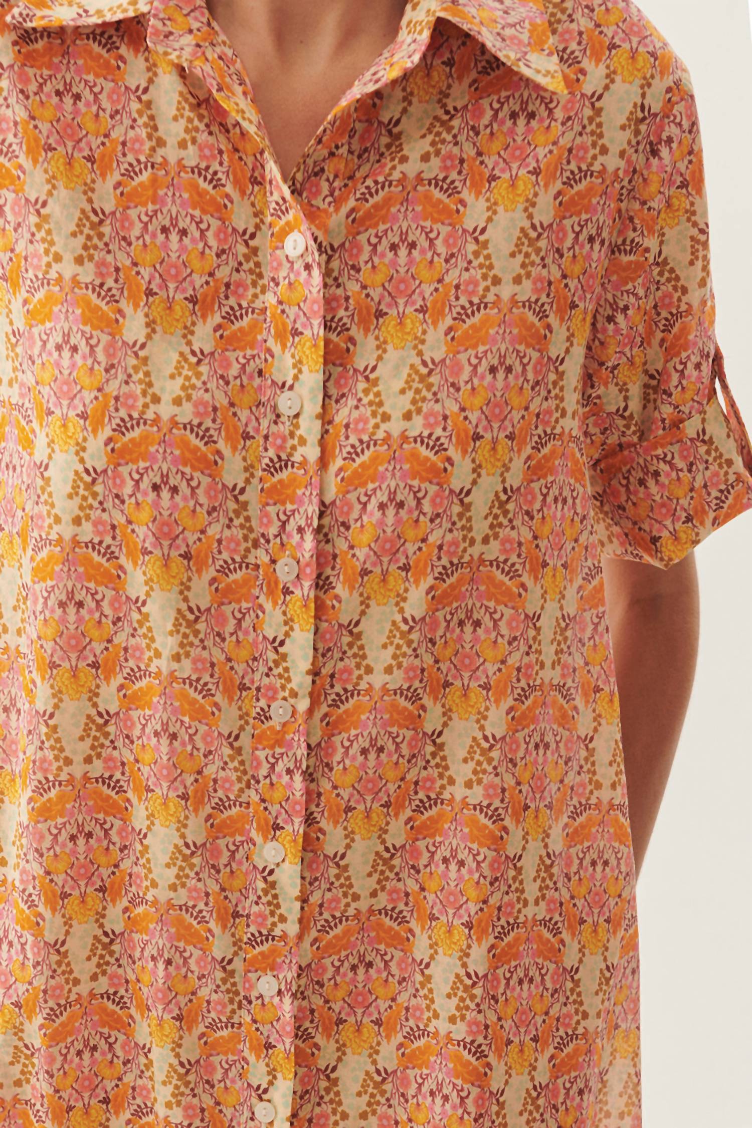 Exquise - Kailani Midi Floral Patterned Shirt Dress