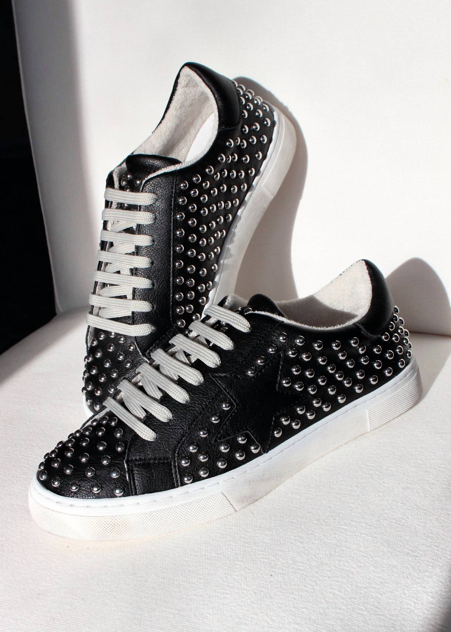 STEVE MADDEN Women's Studded Laceup Sneaker in black - women's sneaker