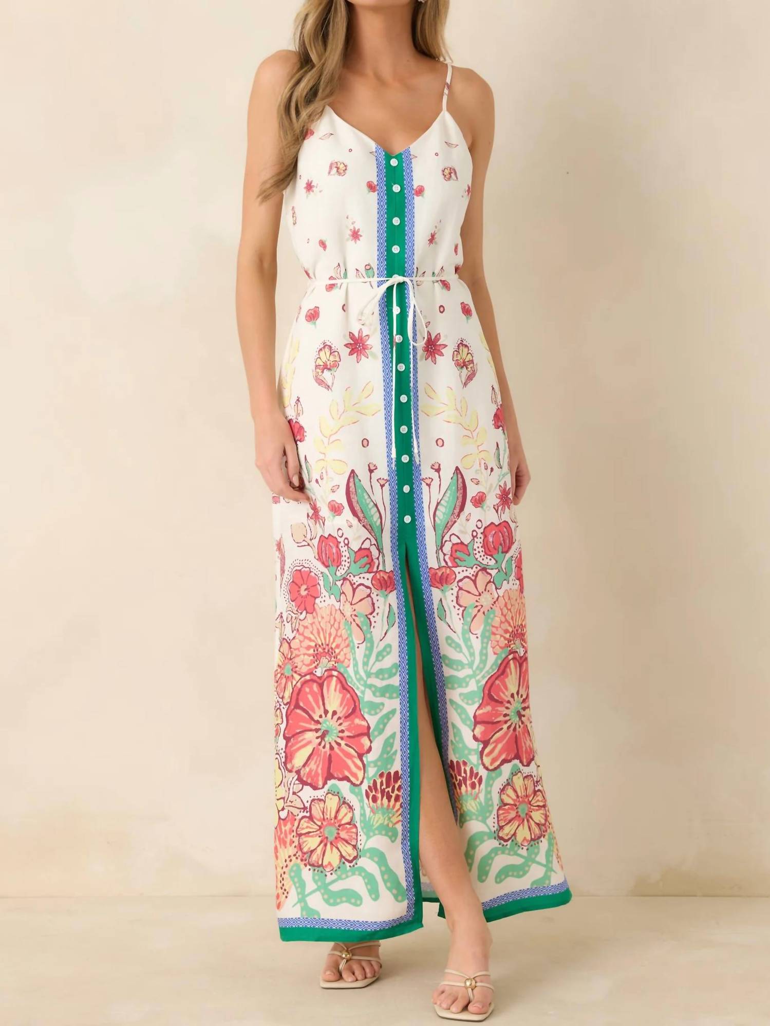 Skies Are Blue - Garden Party Border Maxi Dress