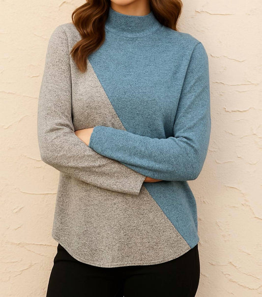 French Kyss - Color Block Turtleneck Sweater