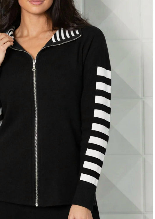 Angel Apparel - Stripe Sleeve Zip Jacket