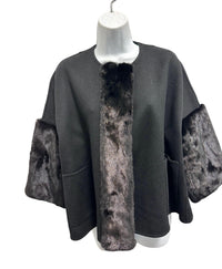 Jarbo - Women's Cropped Coat With Mink Trim