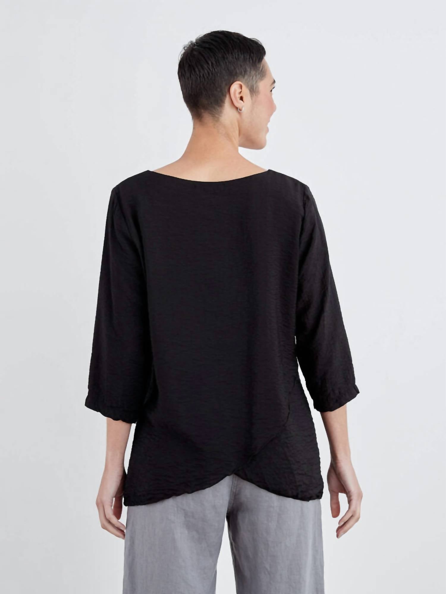 cut loose Double Layer Top in black - women's long sleeve top - alternate view