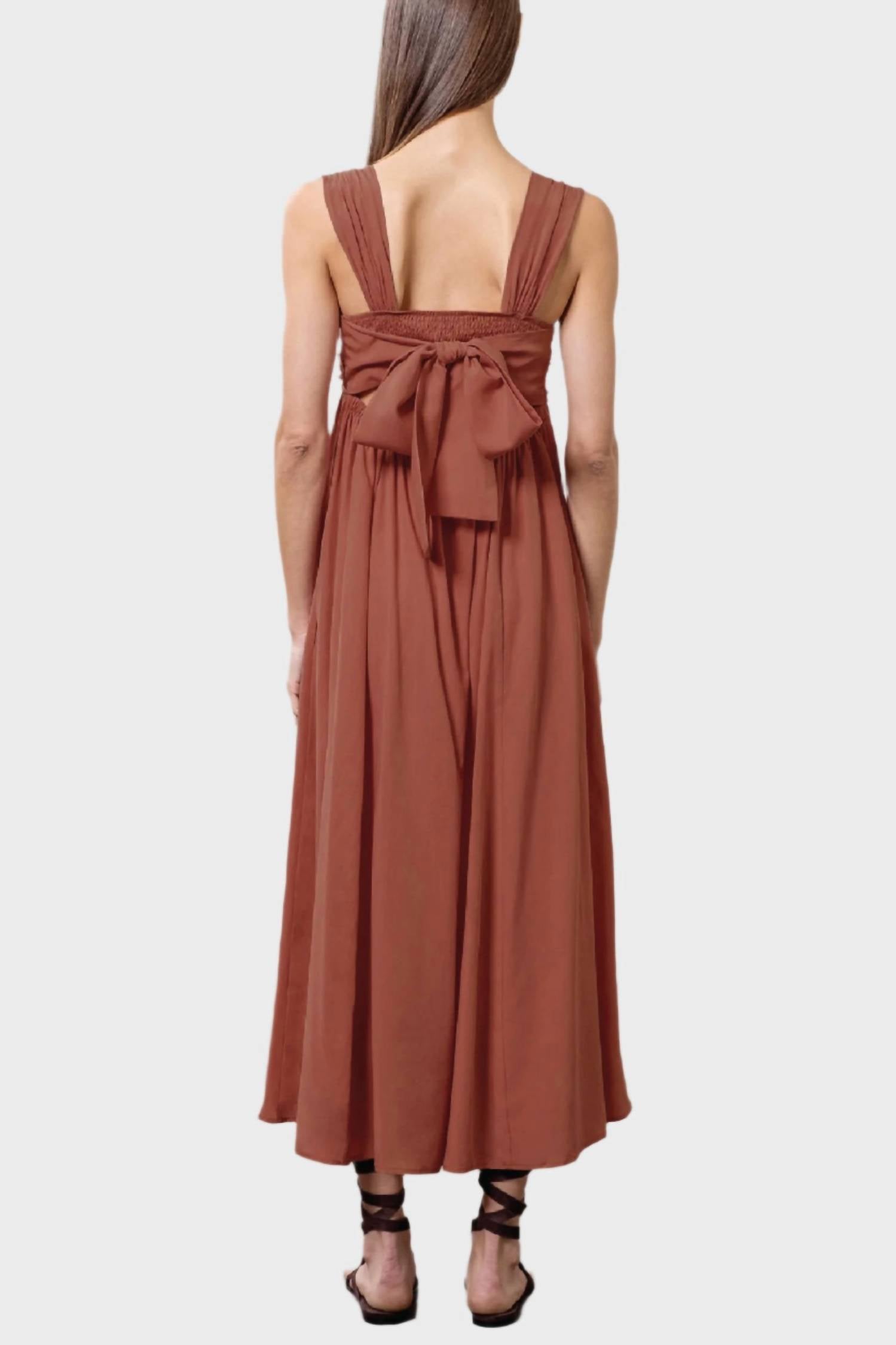 Moon River - Pintucked Tie Midi Dress