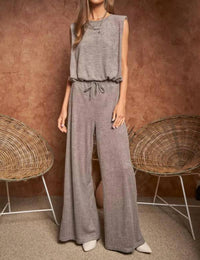 Davi & Dani - Velvet Textured Sleeveless Round Neck Top