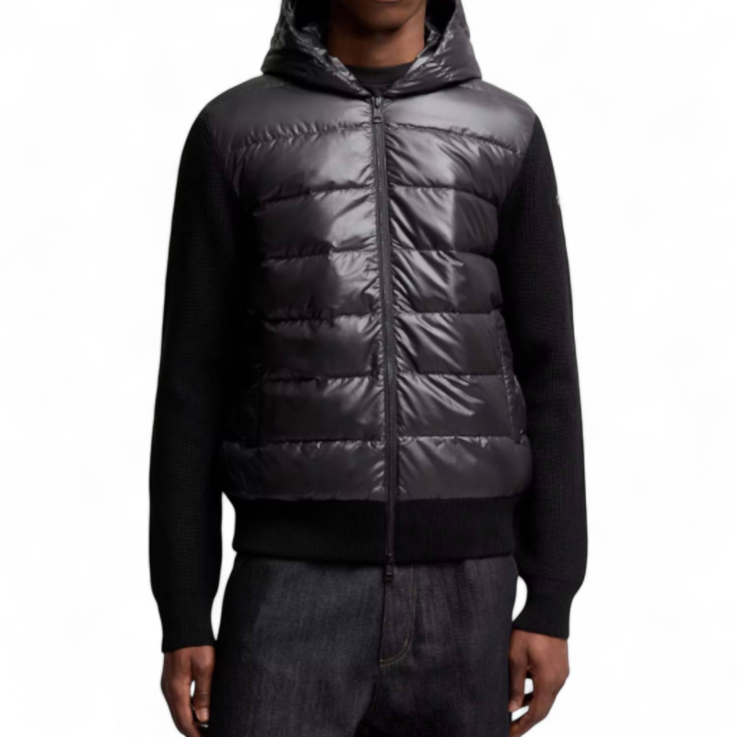 Moncler Padded Wool Zip-Up Hoodie in black - men's jacket