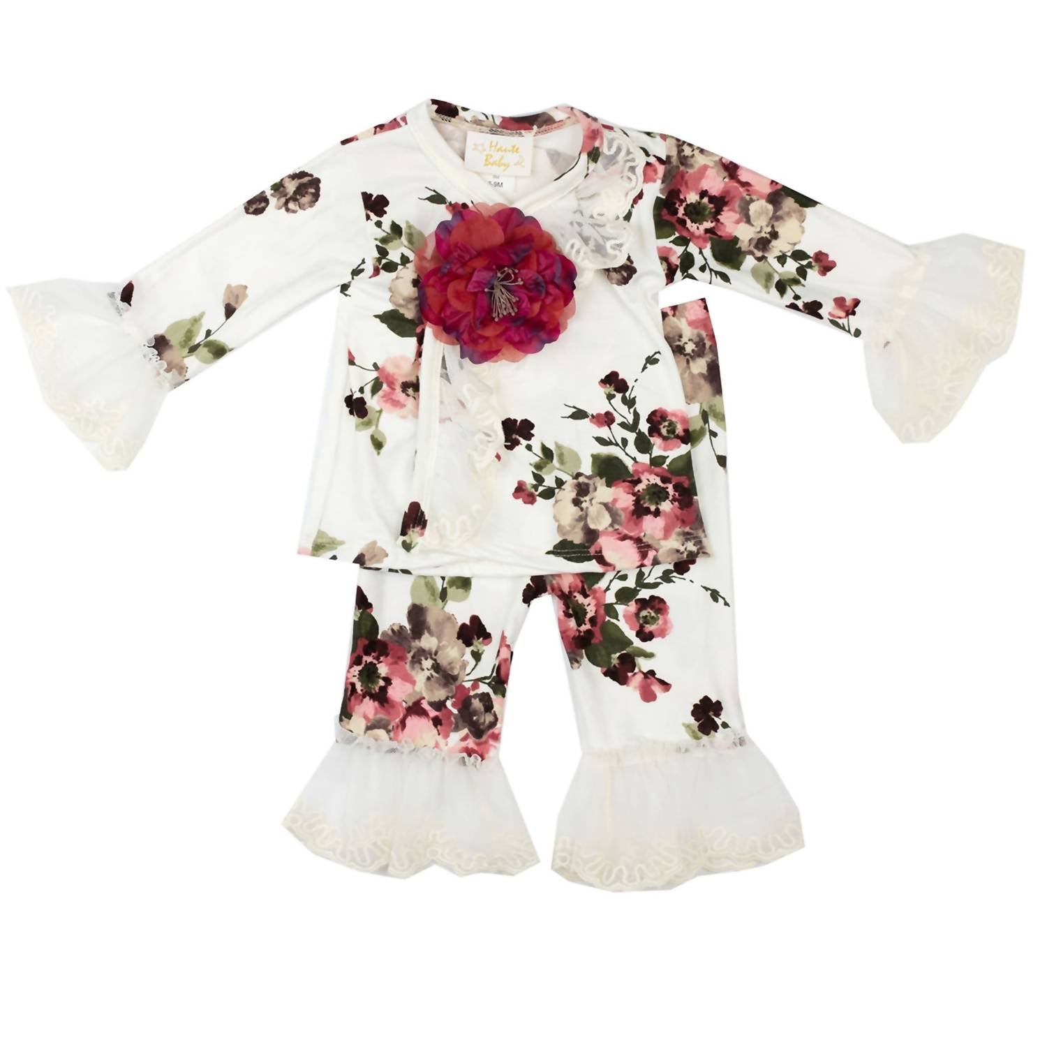 Haute Baby - Baby Girls Antique Charm Kimono Style 2pc Set