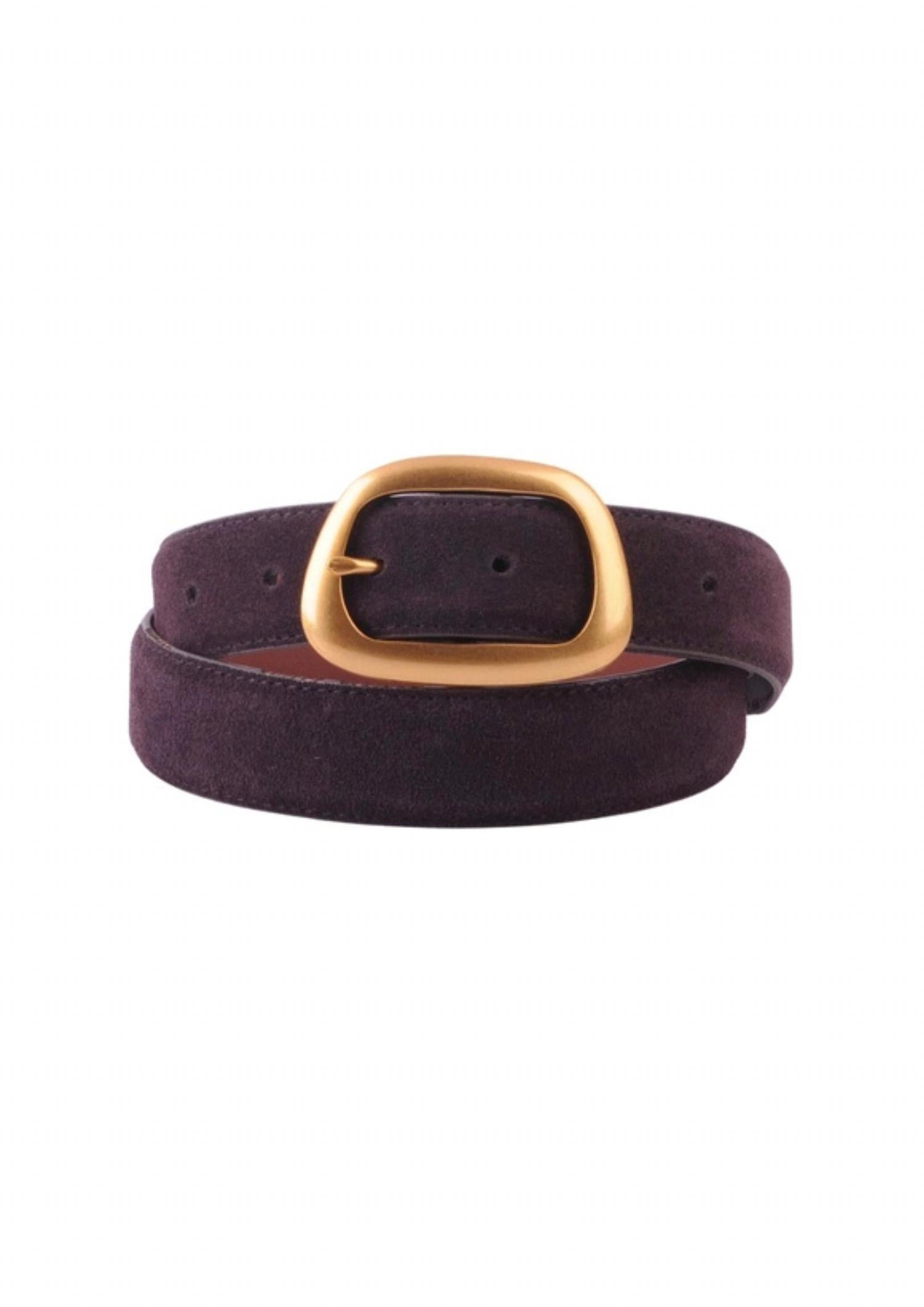 most wanted Women's Suede Belt With Organic Shape Buckle in chocolate - women's accessory