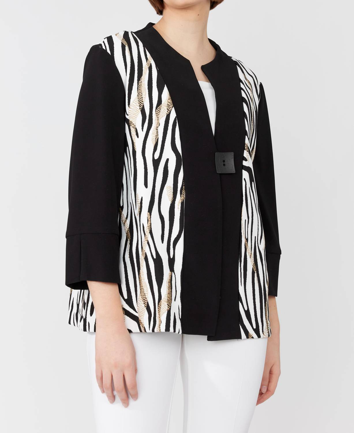 Frank Lyman - Zebra Print 3/4 Sleeves Jacket