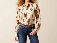ARIAT Homestyle Button Up Shirt in rodeo spur print - women's shirt