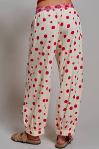 Urban Daizy - Retro Polka Dot Elastic Waist Wide-leg Pants