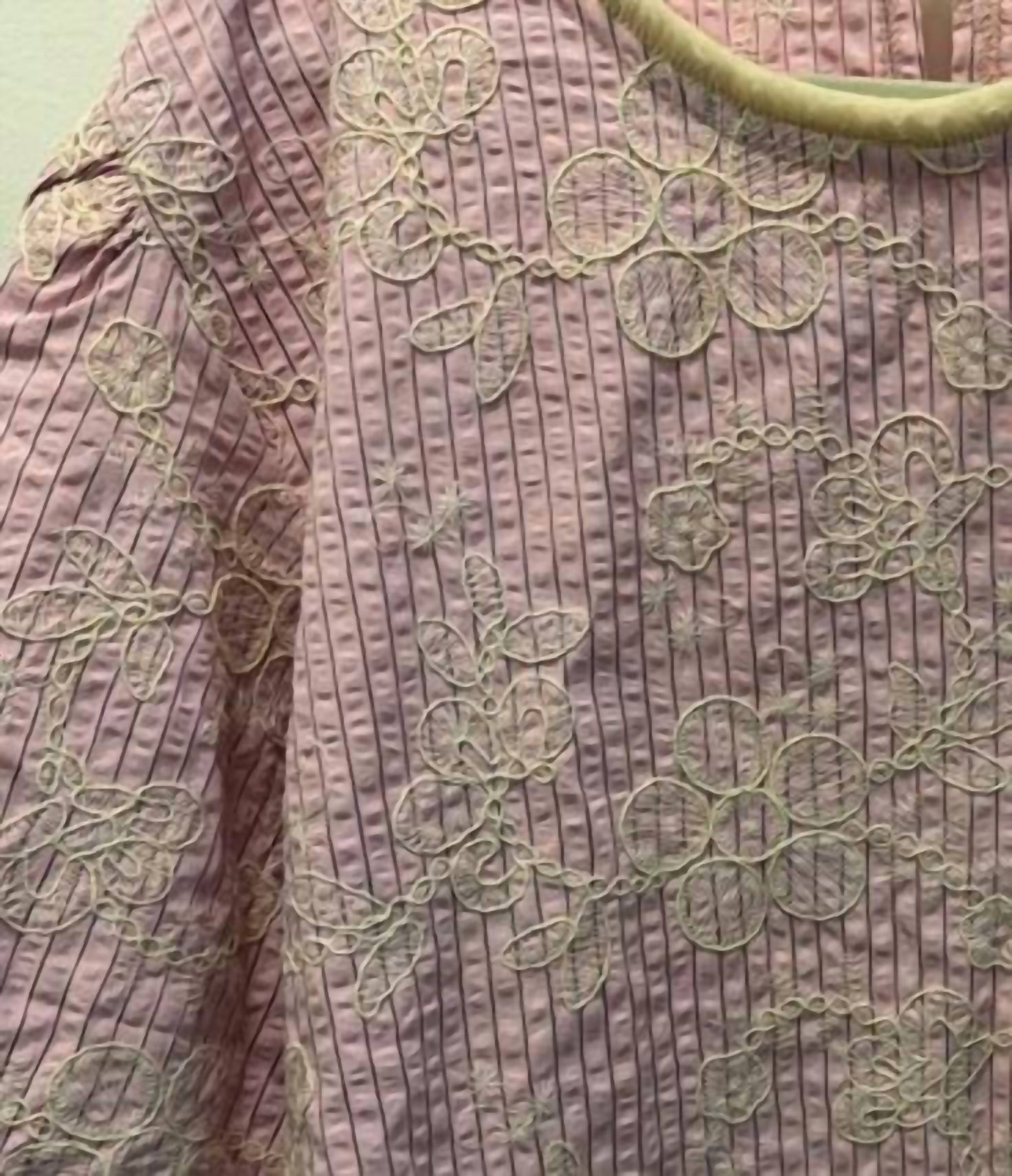 Lime N Chili - Women's Floral Embroidery Stripe Top