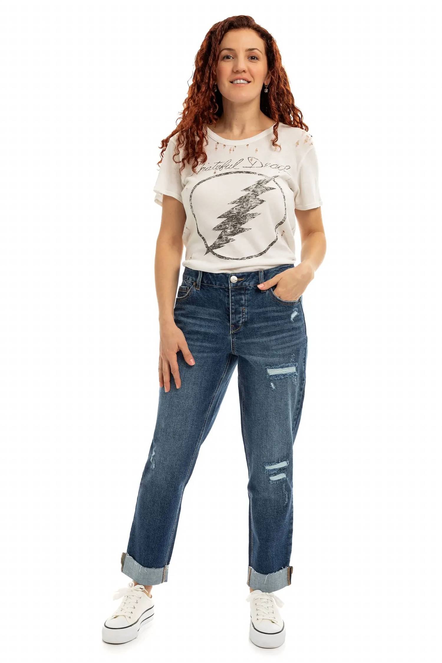 1822 Denim - Addy Mid Rise Cuffed Girlfriend Jeans