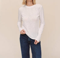 Bella Dahl Long Sleeve Crewneck T-shirt in white - women's long sleeve top