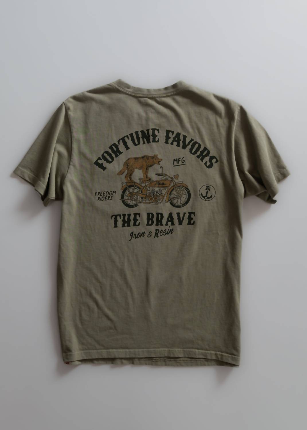 Iron & Resin Fortune Favors the Brave Pocket Tee in green - men's t-shirt - alternate view