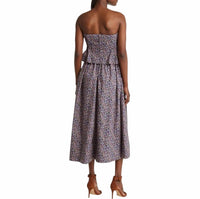 Nackiye - Ditsy Pintuck Peplum Strapless Midi Dress