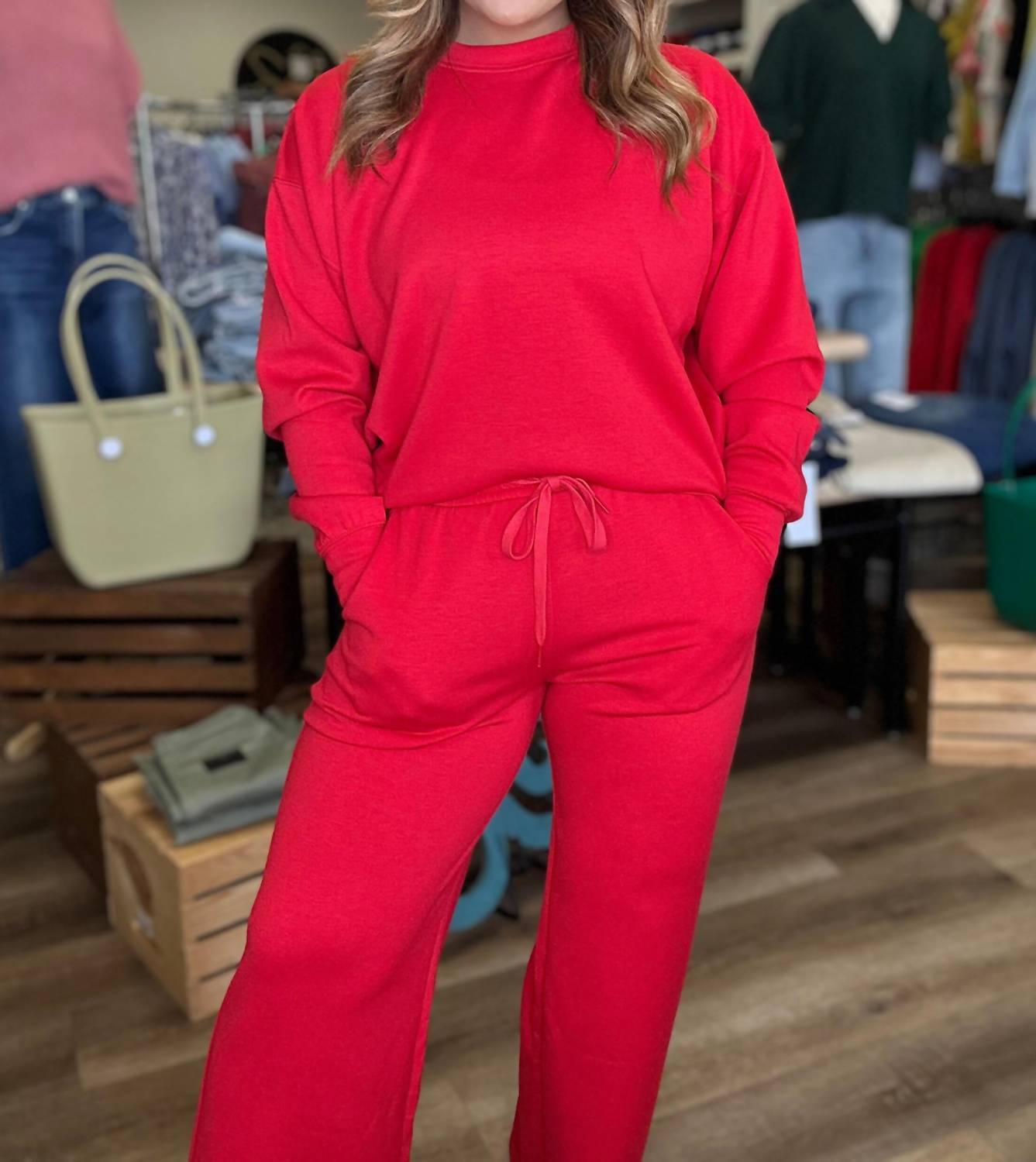 Zenana - Scuba Crewneck Long Sleeve Pant Set