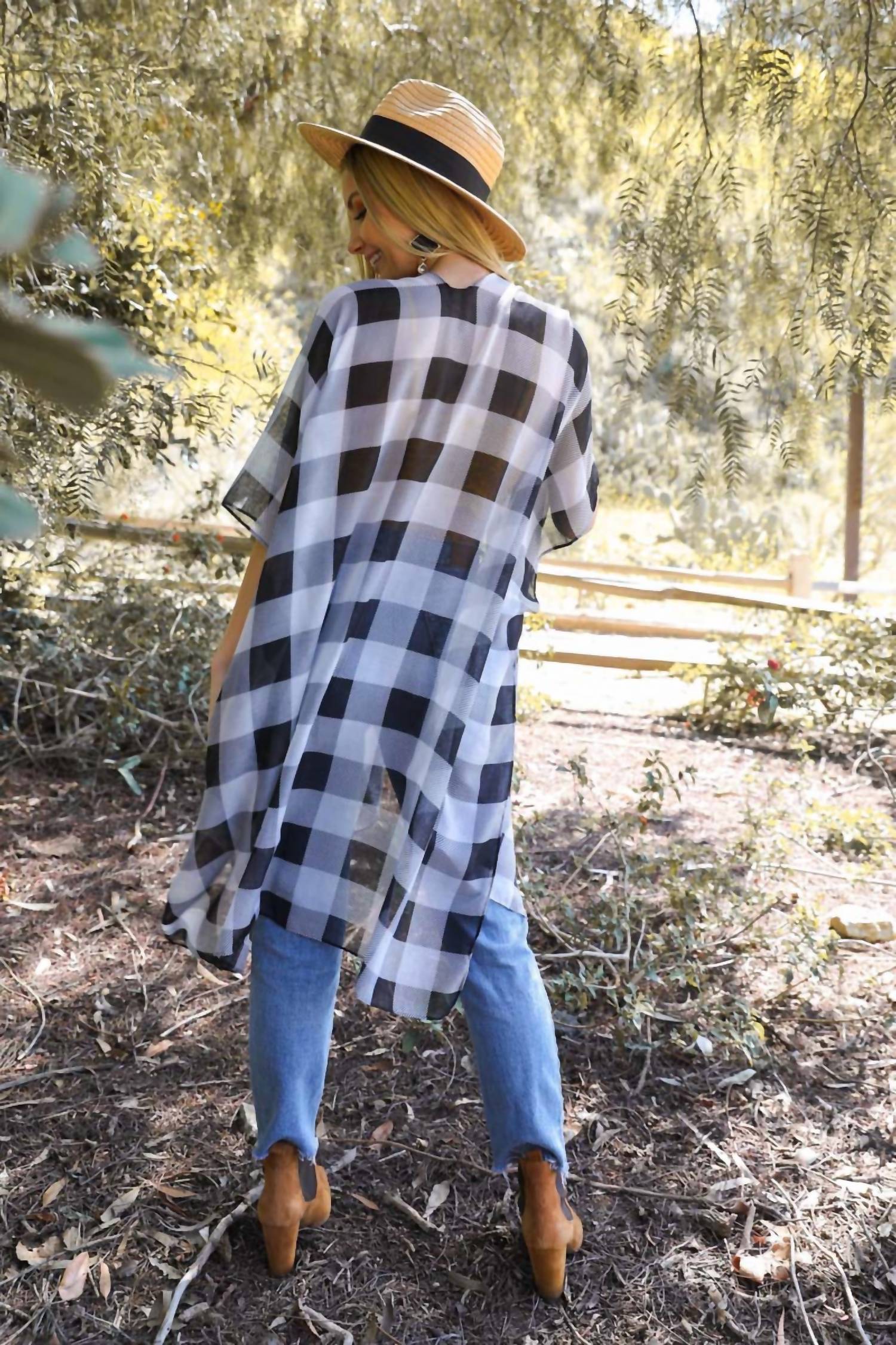 Leto - Lightweight Buffalo Check Kimono