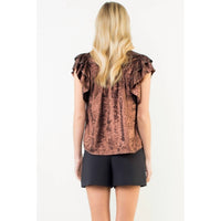 Thml - flutter sleeve shimmery v neck top