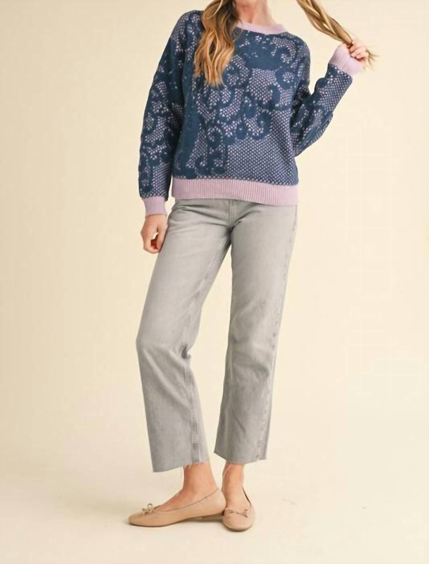 &Merci - Lace Pattern Knit Sweater