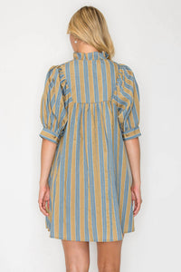 Meet Me In Santorini - Short Sleeve Mini Dress
