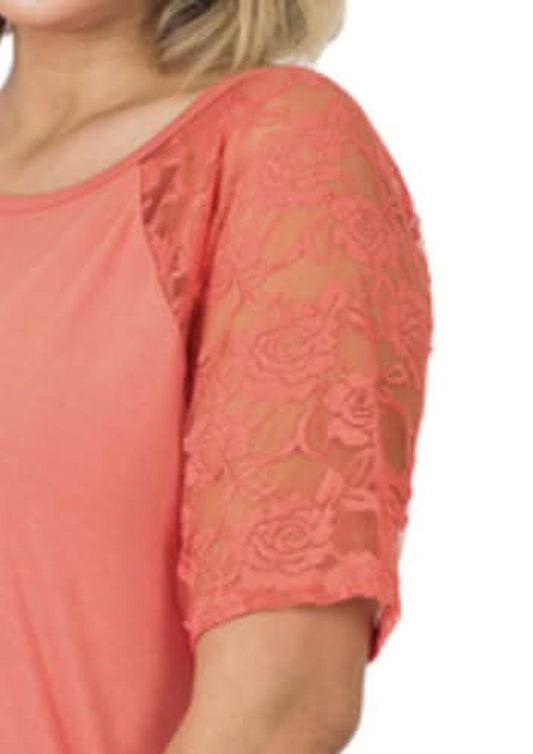 Zenana - Lace Sleeve Top