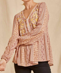 Andree By Unit - Shimmery Floral Paisley Embroidered Top