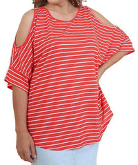 Umgee - Striped Cold Shoulder Top