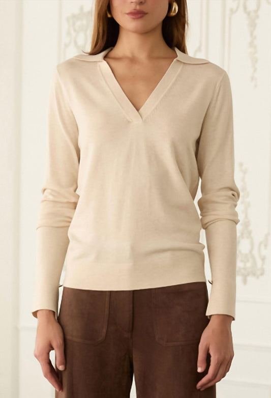 Skies Are Blue - Adeline Collared Long Sleeve Knit Sweater Top