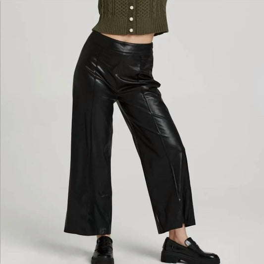 Another Love - Women's Sparkle Wide Leg Leather Pants