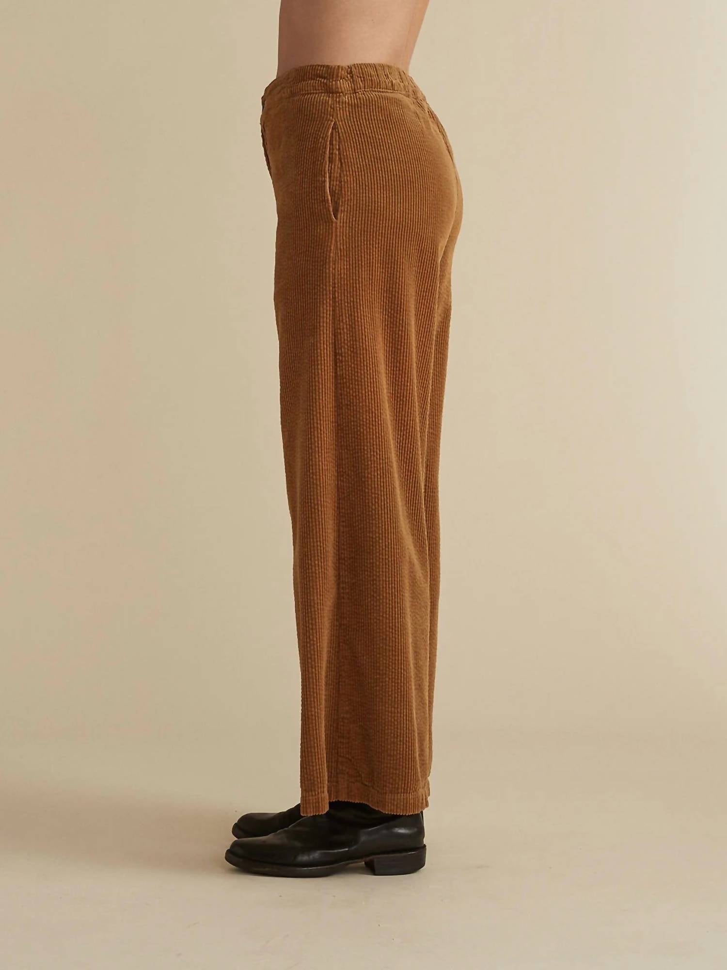 cut loose Lux Corduroy Wide Leg Zip Pant in brass - women's pants - alternate view
