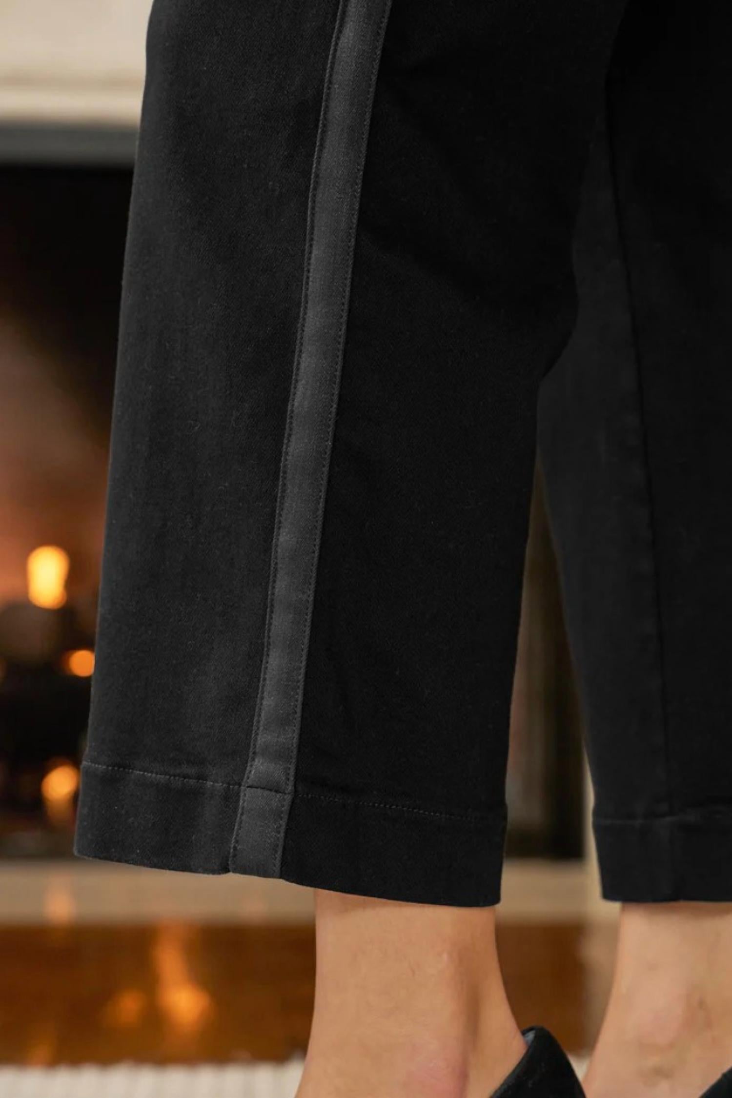 Frank & Eileen Westport Illusion Wide Leg Pull On Jean in black tuxedo 1 - women's jeans - alternate view