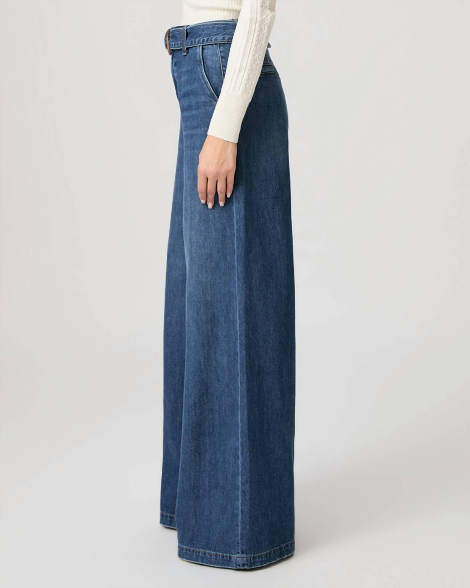 Paige - Cameron Wide Leg Jeans With Tortoise Belt