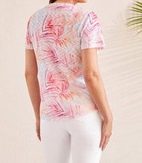 Tribal - Tropical Rasperberry Fern Short Sleeve Top