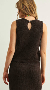 Miou Muse - Crochet Knit Top And Skirt Set