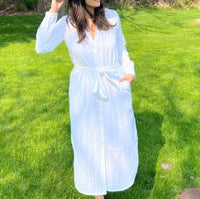 NIBI MTK Nico Midi Shirt Dress in white dobby - women's dress