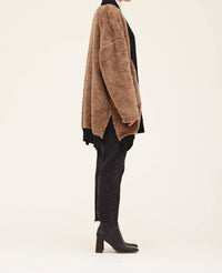 Grade & Gather - Fireside Contrast Border Fuzzy Cardigan