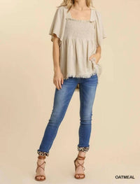 Umgee - Aria Linen Blend Smocked Top