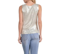 Elan - Metallic Crewneck Sleeveless Sweater