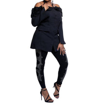 Beulah - Roses Off-shoulder Blazer