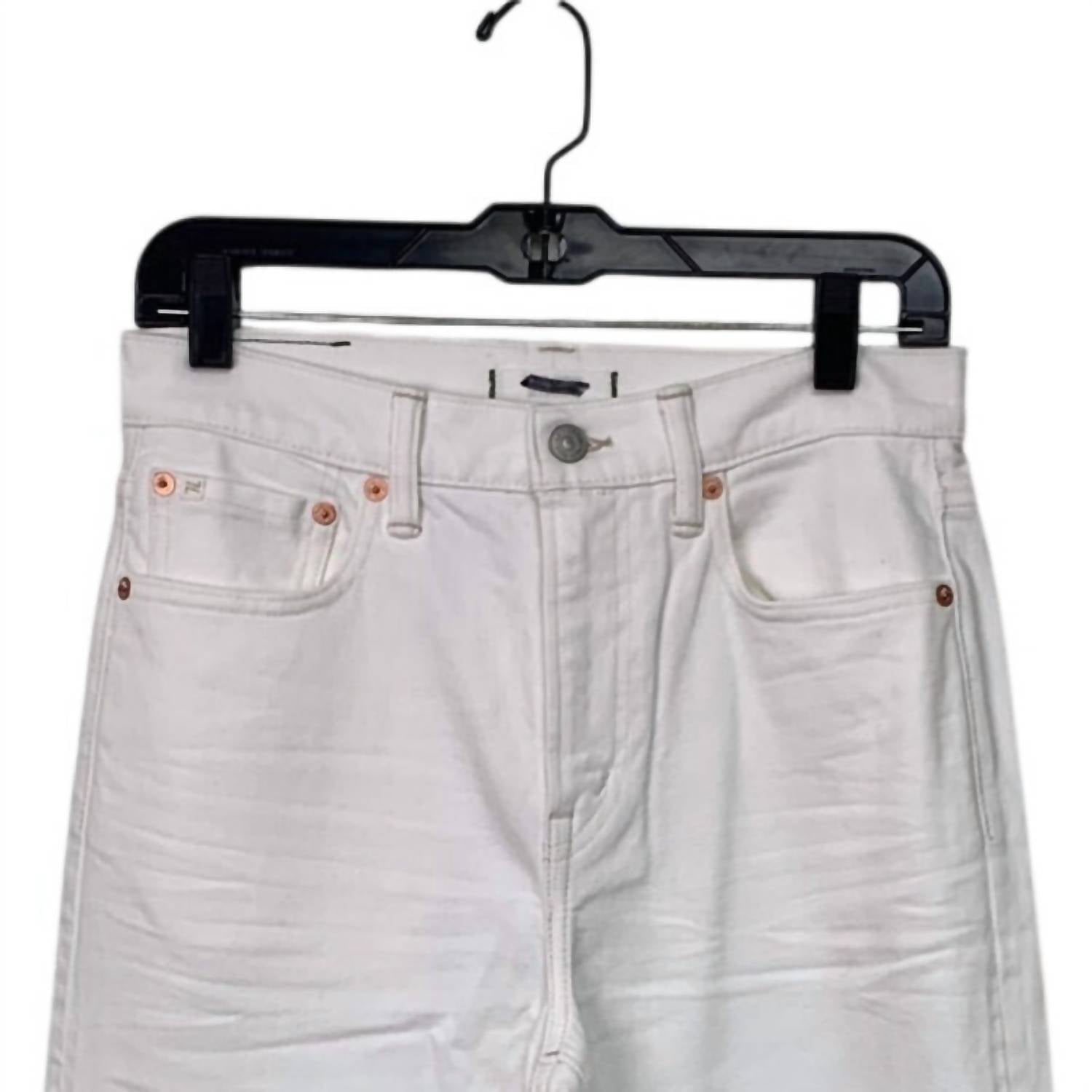 AE77 Women's Stretch Cotton Blend Denim Jeans in white - women's jeans - detail view
