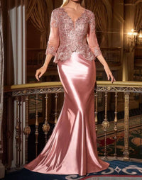 Ladivine V Neck Prom Dress in dusty rose - women's dress