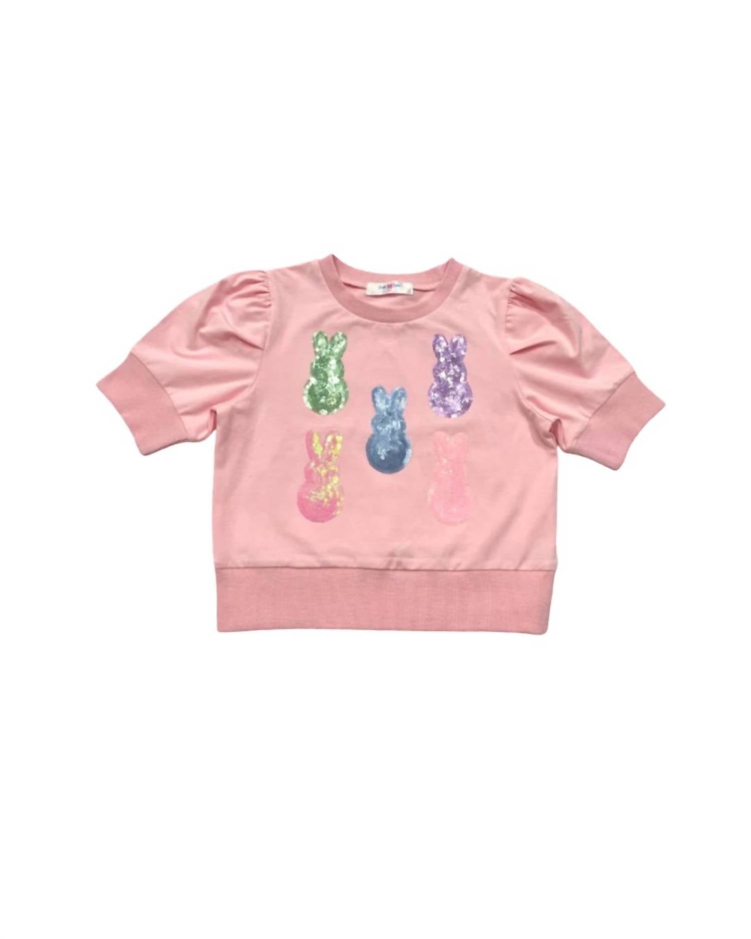 Lulu Bebe - Kids' Peeps Sequin Puff Sleeve Top