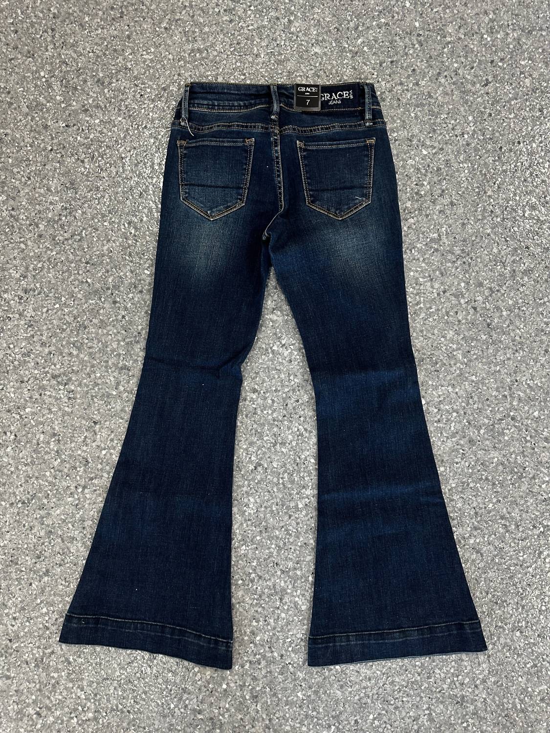 GRACE IN LA Women's Flare Jeans in la women s flare jeans in blue - women's jeans - detail view