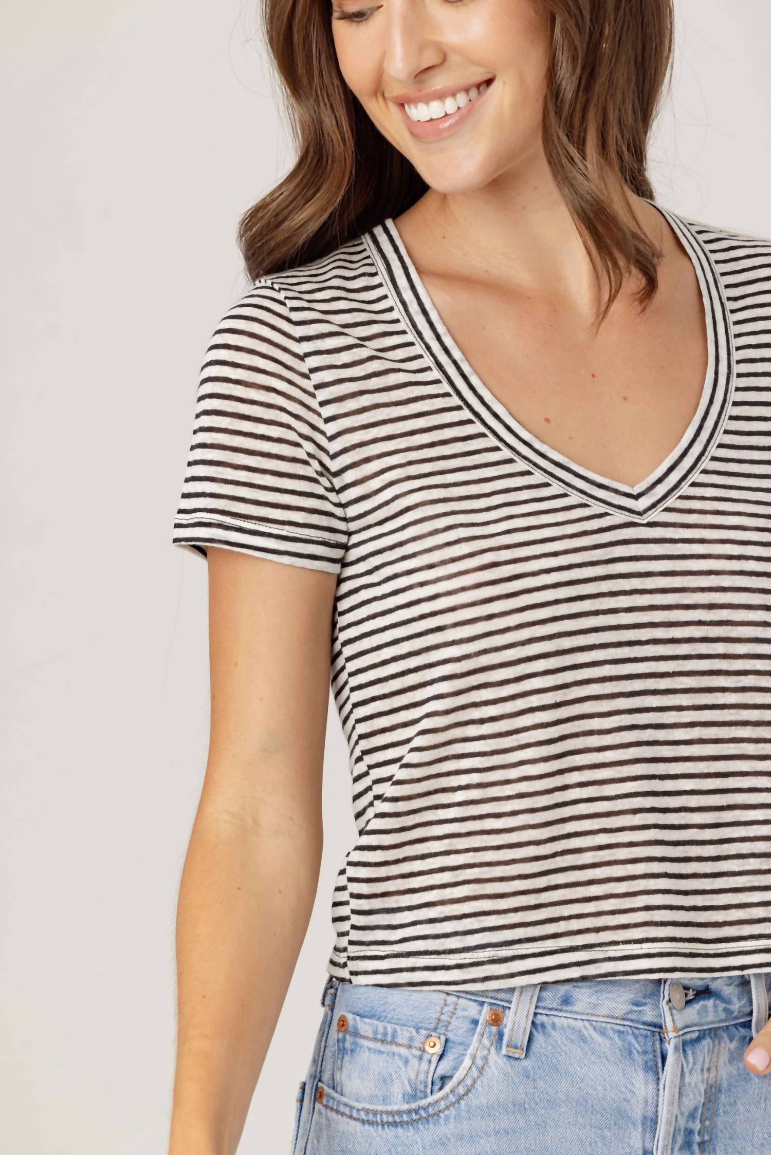 Sundays - Stripe Linen Sister Tee