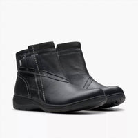 Clarks Women's Carleigh Style Leather Ankle Boots in black - women's shoe - detail view