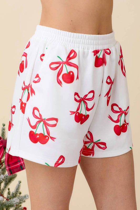 Mainstrip - Cherries This Christmas Lounge Shorts