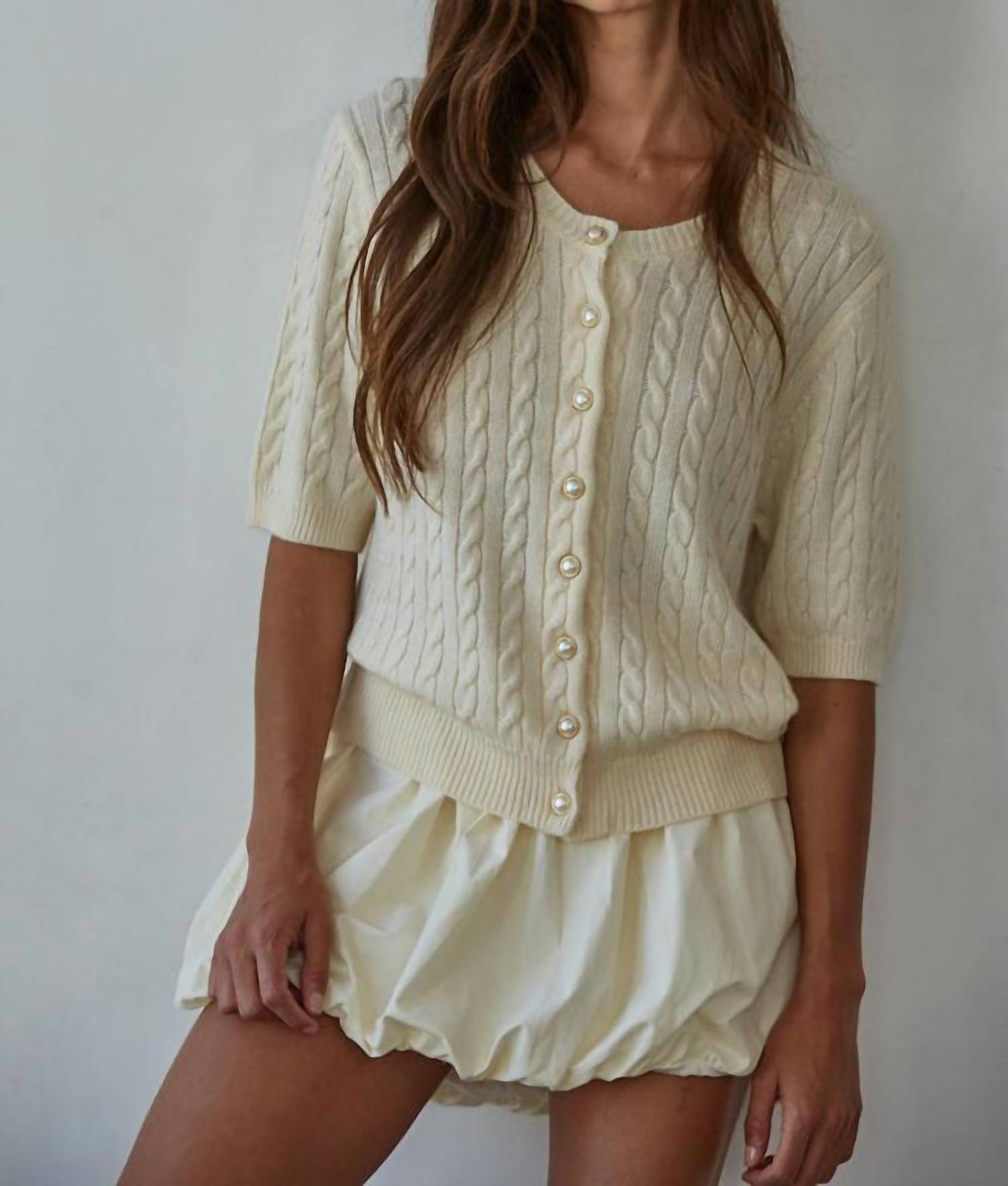 By Together - Bonjour Cable Knit Cardigan Top