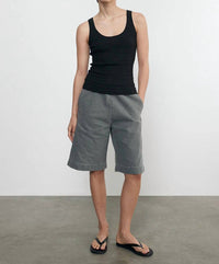 Enza Costa Linen Cotton Sweater Tank in black - women's tank top