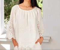 Karen Kane - Cut-Out Embroidery Flare Sleeve Peasant Top